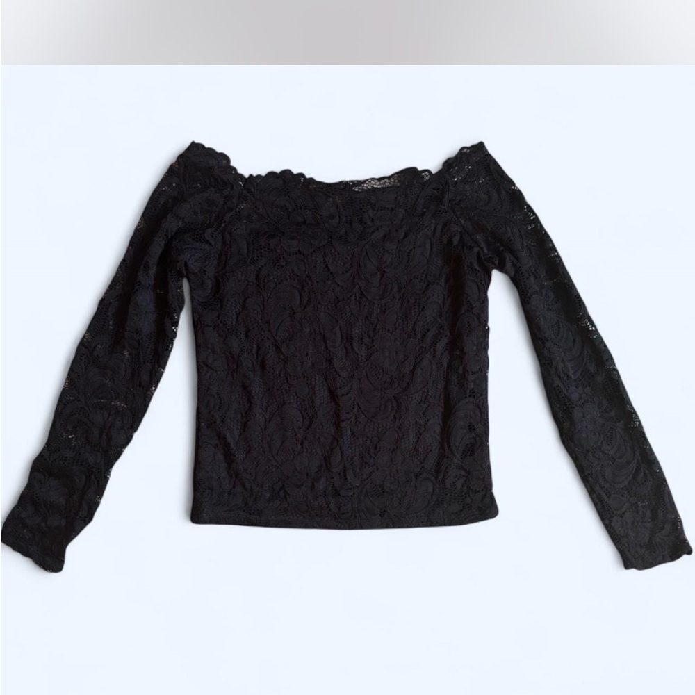 Chic Black Lace Off the Shoulder Women's Blouse